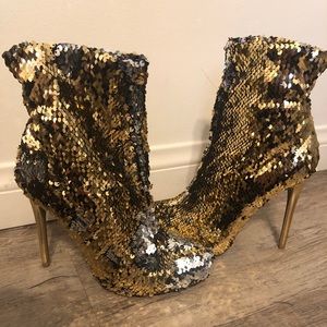 High Heel Sequin Booties.